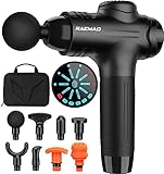 RAEMAO Massage Gun Deep Tissue, Back Massage Gun for Athletes for Pain Relief Attaching 8 PCS Specialized Replacement Heads, Percussion Massager with 10 Speeds & LED Screen, Black