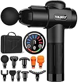 TOLOCO Massage Gun, Muscle Deep Tissue Massager for Athletes for Any Pain Relief, 10 Massages Heads with Silent Brushless Motor, Gifts for Men&Women, Black